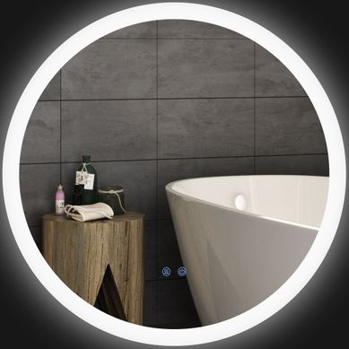 Miroir De Salle De Bain Rond Lumineux LED Antibuée Tactile D. 70 Cm