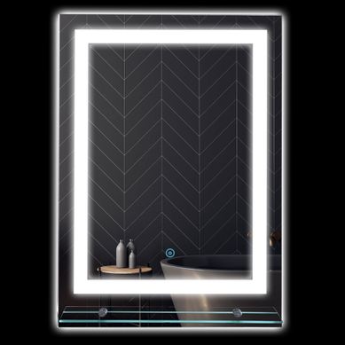 Miroir Rond Lumineux LED Mural De Salle De Bain D. 80 Cm Blanc Argent