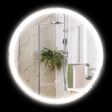 Miroir Rond Lumineux LED Mural De Salle De Bain D. 60 Cm 29w Blanc Argent