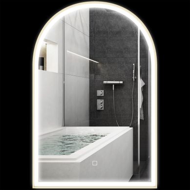 Miroir De Salle De Bain LED Arqué Avec Cadre Aluminium 90x3x60 Cm