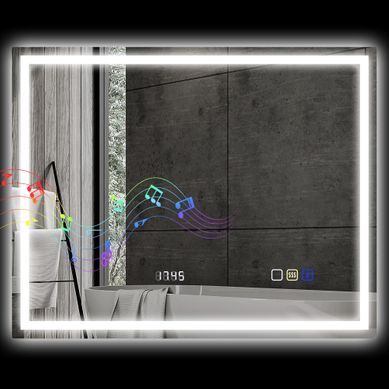 Miroir Salle De Bain LED Bluetooth Tactile Anti-buée Verre Trempé Argent 100x3.5x80 Cm