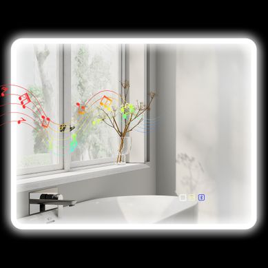 Miroir Salle De Bain LED Bluetooth Avec Fonction Anti-buée Argent 90x3.5x70 Cm