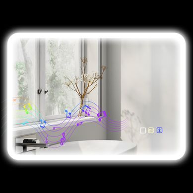 Miroir Salle De Bain LED Bluetooth Anti-buée Tactile En Verre Trempé Argent 70x3.5x50 Cm