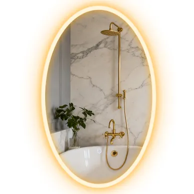 Miroir De Salle De Bain Ovale LED Avec Fonction Anti-buée En Verre Trempé 50x4x80 Cm