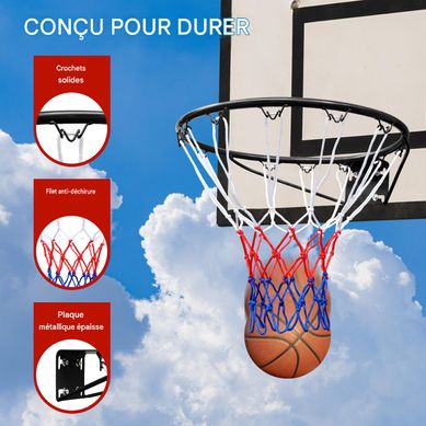 Panier de Basket sur Pied - Hauteur Réglable 1,48 à 2,5m avec Filet et Panier de Basket sur Pied - Hauteur Réglable 1,48 à 2,5m avec Filet et