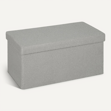 Banc Coffre De Rangement IDMarket - 100 Cm - Tissu Gris Clair - Neuf Sous Emballage