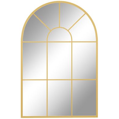 Miroir Mural 91x60 Cm Style Fenêtre Avec Cadre Métal Doré Pour Salon Et Chambre