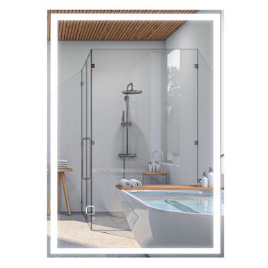 Miroir De Salle De Bain LED 70x50 Cm Avec Commande Tactile Et éclairage 3 Couleurs