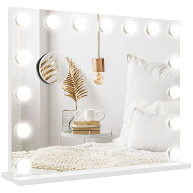 Miroir Cosmétique LED 58x48 Cm Avec 3 Modes De Lumière, USB Et Réglage Tactile