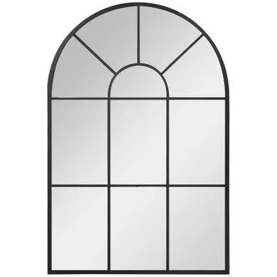 Miroir Mural Style Fenêtre 91x60 Cm Avec Cadre Métallique Noir élégant