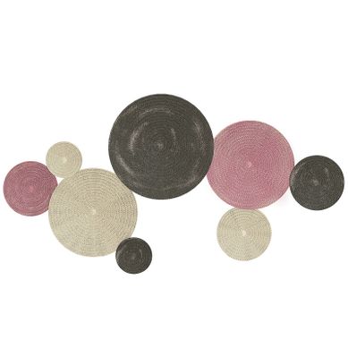 Décoration Murale Métal 8 Disques Multicolores Design Moderne 110x58 Cm
