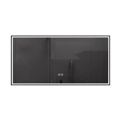 Miroir De Salle De Bain LED 90x60cm Anti Buée Avec Cadre En Aluminium Noir Lb-126080-90-60