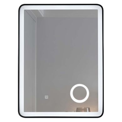 Miroir Salle De Bain LED 50x70cm Avec Cadre En Aluminium Noir Et Loupe Grossissante X3 Lb-4685b