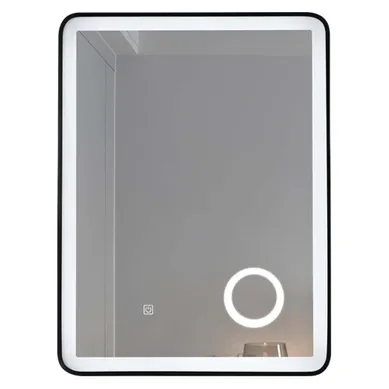 Miroir Salle De Bain LED 60x80 Anti Buée Avec Cadre En Aluminium Doré Et Loupe X3 Lb-4685g