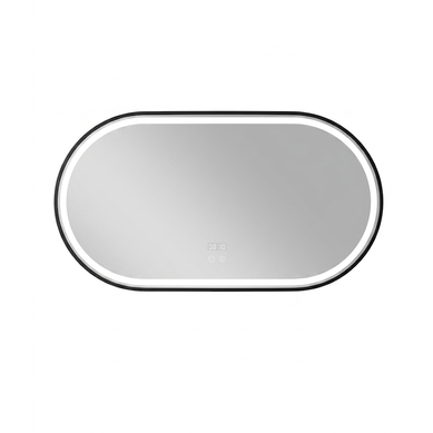 Miroir Salle De Bain LED Ovale 120x60cm Anti Buée Avec Cadre En Aluminium Noir- Luxurybain Miroir Salle De Bain LED Ovale 120x60cm Anti Buée Avec Cadre En Aluminium Noir- Luxurybain