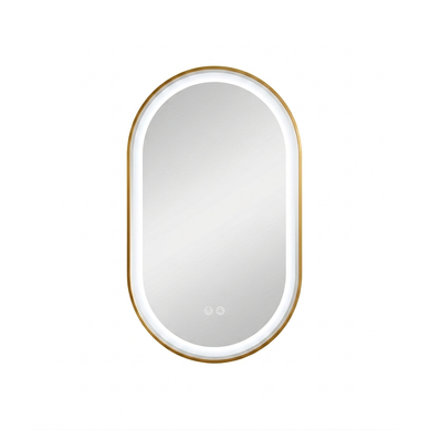 Miroir Salle De Bain LED Ovale 60x90cm Anti Buée Avec Cadre En Aluminium Doré- Luxurybain Miroir Salle De Bain LED Ovale 60x90cm Anti Buée Avec Cadre En Aluminium Doré- Luxurybain