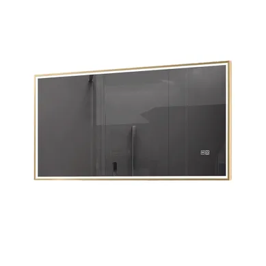 Miroir Salle De Bain LED 120x60cm Anti Buée Avec Cadre Doré Lb-126080g