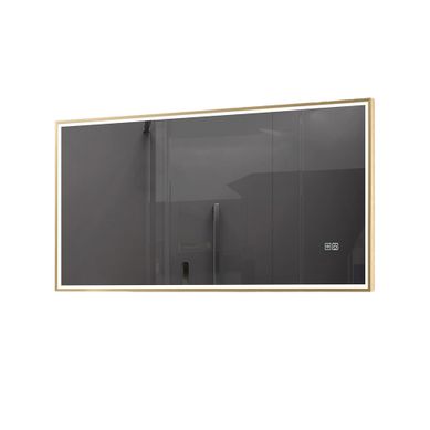 Miroir Salle De Bain LED 110x60cm Anti Buée Avec Cadre Doré Lb-126080g