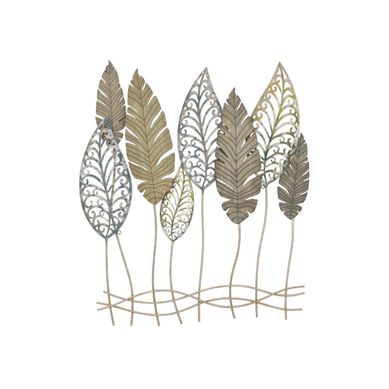 Déco Murale En Métal "foglie" 87cm Argent et Or