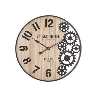 Horloge Murale Engrenage "grand Hotel" 60cm Naturel et Noir