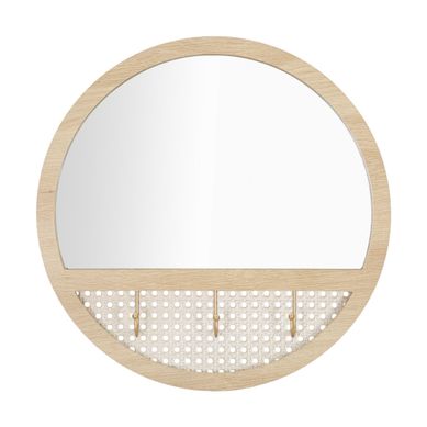 Miroir Mural Avec 3 Crochets "fuji" 50cm Naturel