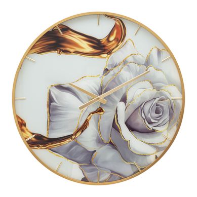 Horloge Murale En Verre "rose" 60cm Multicolore