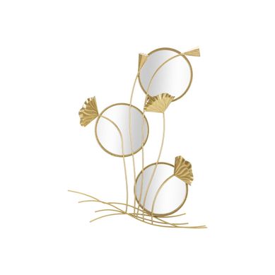 Miroir Mural Triple "flowers" 88cm Or