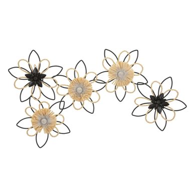 Décoration Murale En Métal "flow" 60cm Noir et Naturel