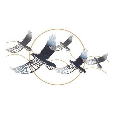 Décoration Murale Encadrée En Métal "oiseaux" 91cm Multicolore