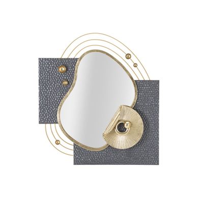 Miroir Mural Design "art" 80cm Gris et Or