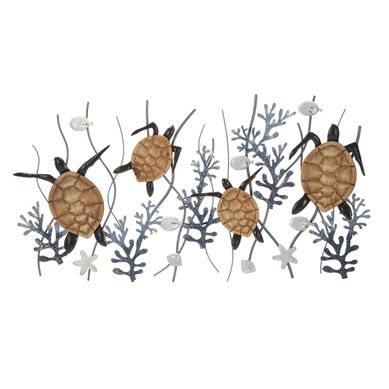 Décoration Murale En Métal "turtle" 132cm Multicolore