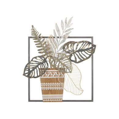 Décoration Murale Encadrée En Métal "vaso" 62cm Multicolore