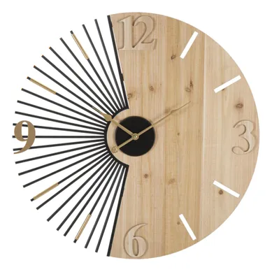 Horloge Murale Design "wordy" 60cm Naturel et Noir