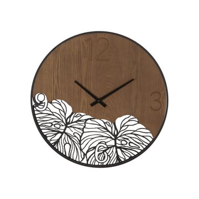 Horloge Murale Design "leaf" 60cm Marron et Noir