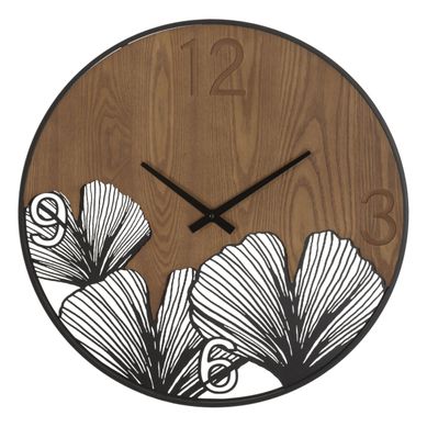 Horloge Murale Design "super Leaf" 60cm Marron et Noir