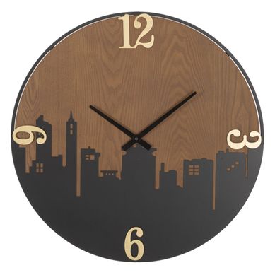 Horloge Murale Design "city" 60cm Marron et Noir