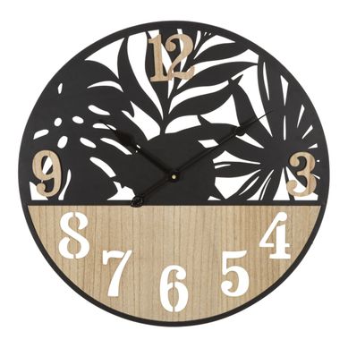 Horloge Murale En Métal "palm" 60cm Naturel et Noir
