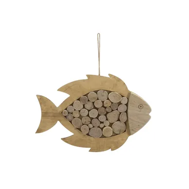 Décoration Murale En Bois À Suspendre "poisson" 42cm Naturel