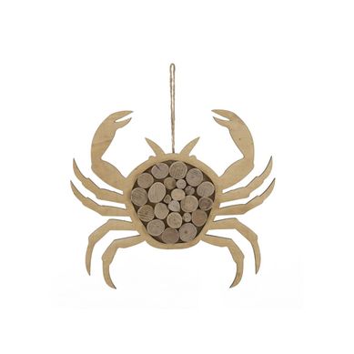 Décoration Murale En Bois À Suspendre "crabe" 35cm Naturel