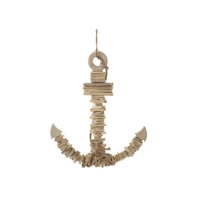 Décoration Murale En Bois À Suspendre "ancre" 46cm Naturel