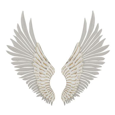 Paire D'ailes En Métal "natural" 104cm Blanc Lavé