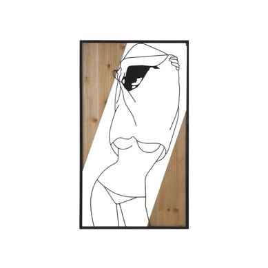 Décoration Murale Encadrée "strips" 90cm Noir et Naturel