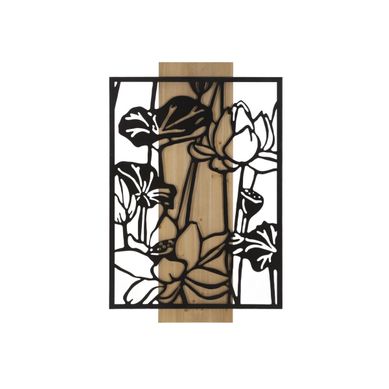 Décoration Murale Encadrée "lotus" 90cm Noir et Naturel