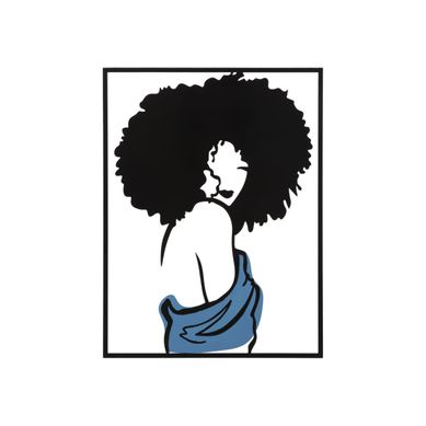 Décoration Murale Encadrée En Métal "afef" 80cm Noir et Bleu