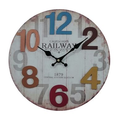 Horloge Suspendue Blanc Chiffres Colorés Mdf Pour Salon Cuisine Horloge Suspendue Blanc Chiffres Colorés Mdf Pour Salon Cuisine