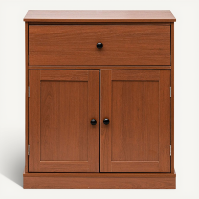 Buffet Rotin KOMHTOM 140cm - 3 Portes + 3 Tiroirs - Étagères Réglables - Salon Couloir - Chêne