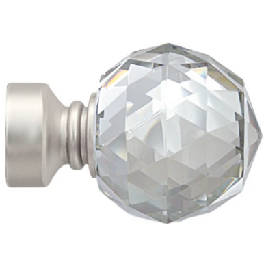 Embout 'crystal' Pour Barre D. 28 Mm - Diam. 28 Mm - Argent