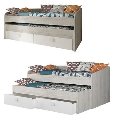 TIM ET TOM 2x90x190 cm  imitation chêne et blanc