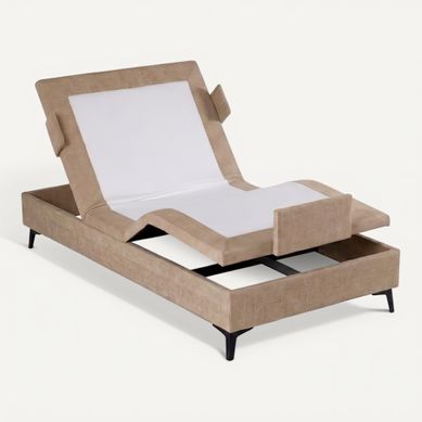 Sommier relax électrique beige NUIT FAUBOURG PLENITUDE 70x190 cm vue 3/4
