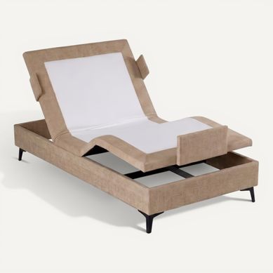 Sommier relax électrique beige NUIT FAUBOURG PLENITUDE 70x200 cm vue 3/4